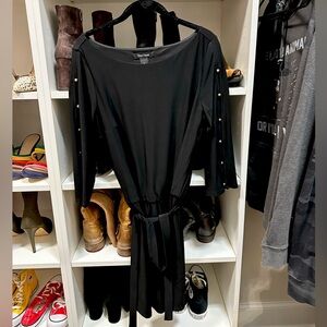WHBM Belted dress with split-sleeve/gold button detail size M